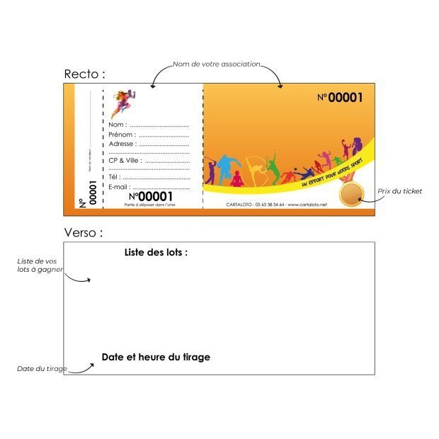 Carnet à souche personnalisé - 150 tickets Tombola