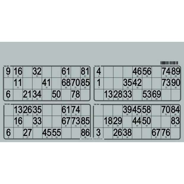 125 Planches de loto rigide - 4 grilles