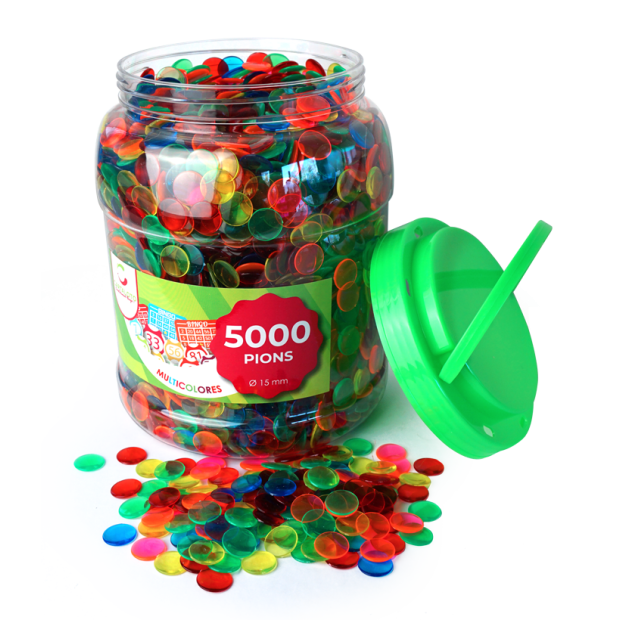 Lot d'environ 5000 Jetons transparents colorés pour loto ou bingo - pions  et accessoires pour jeu de société
