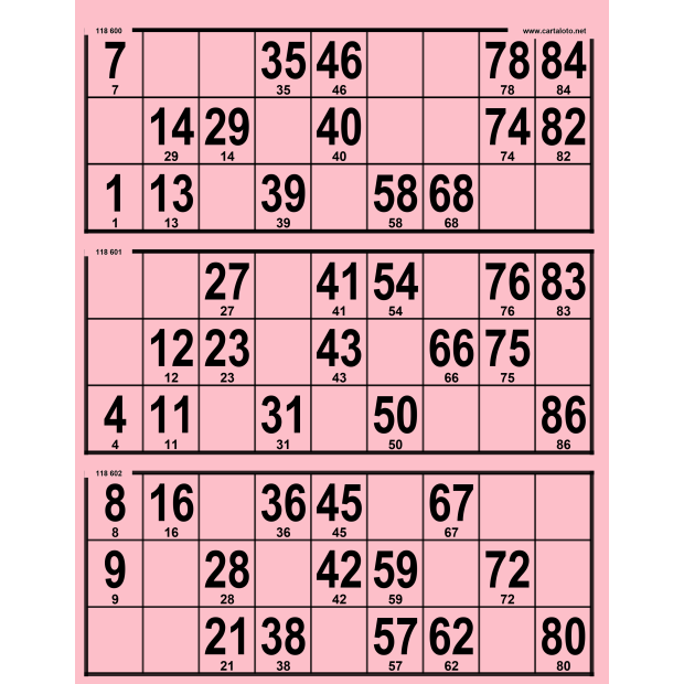 167 Planches de loto feuille - 3 grilles - grand format