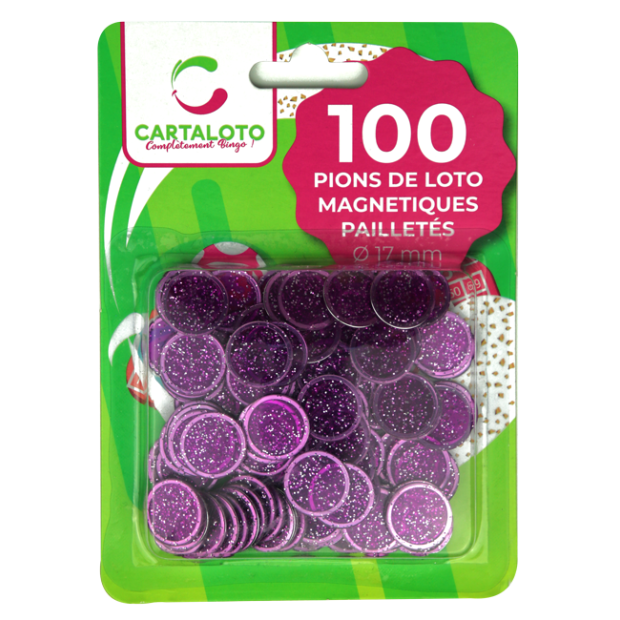 24 bags of 100 glittery magnetic bingo chips