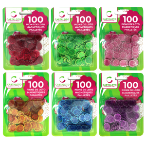 24 bags of 100 glittery magnetic bingo chips