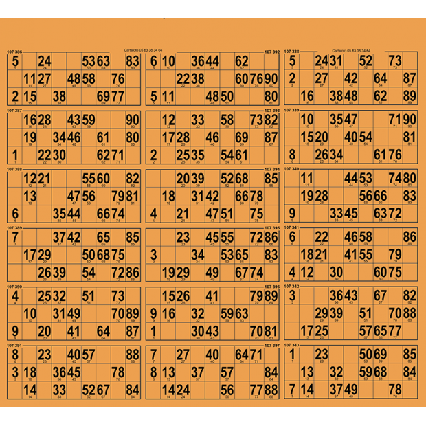 28 Thick cardboard 90 ball bingo cards - 18 grids