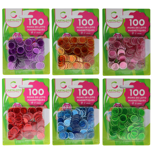 Loto - Paquet de 100 pions magnétiques violet - accessoire - jeton