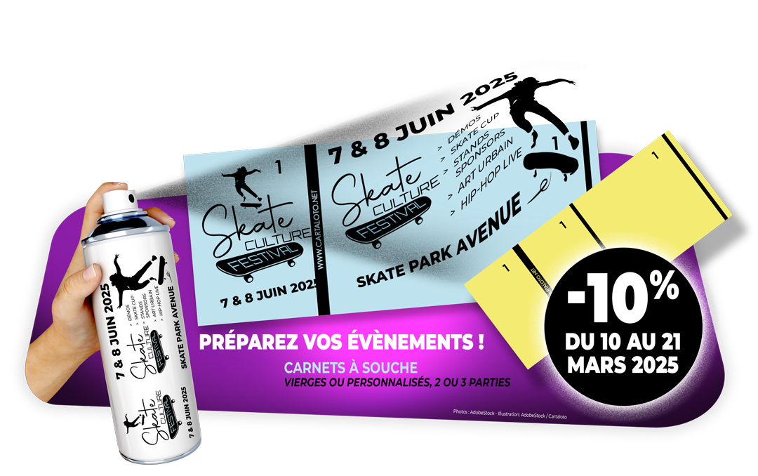 Promotion - ticket - tombola - carnet à souche - évènement - animation - entrée - carnet 2 parties - carnets 3 parties - vierge - personnalisé