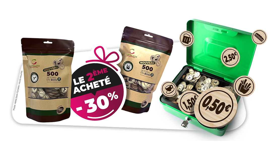 Promotion - jetons en bois - consommation - valeurs - réduction